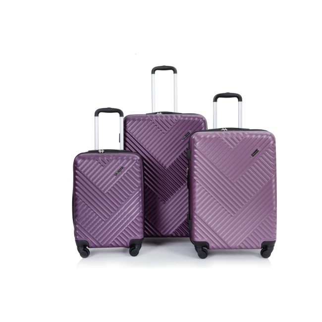 Expandable 3 Piece Luggage Sets PC Lightweight Suitcase with Two Hooks, Spinner Wheels, TSA Lock, (20/24/28), Purple